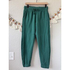 Aritzia TNA Sweatfleece Cozy Fleece Green Boyfriend Fit Joggers Comfy Loungewear